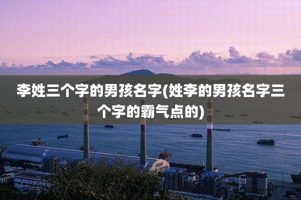 李姓三个字的男孩名字(姓李的男孩名字三个字的霸气点的)