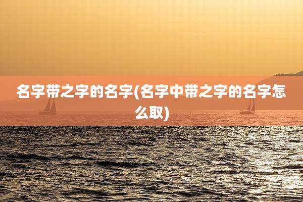 名字带之字的名字(名字中带之字的名字怎么取)