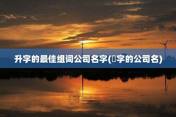 升字的最佳组词公司名字(昇字的公司名)