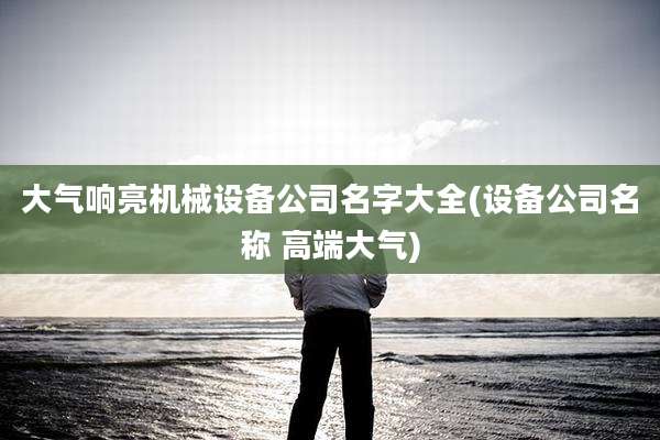 大气响亮机械设备公司名字大全(设备公司名称 高端大气)