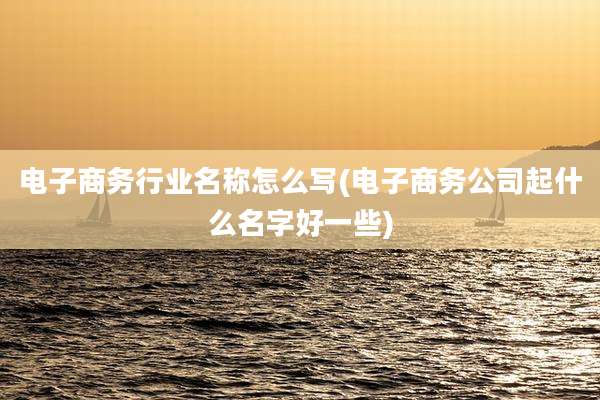 电子商务行业名称怎么写(电子商务公司起什么名字好一些)