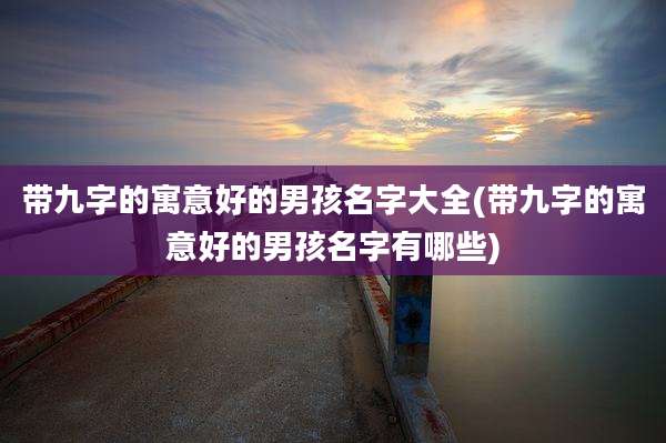 带九字的寓意好的男孩名字大全(带九字的寓意好的男孩名字有哪些)