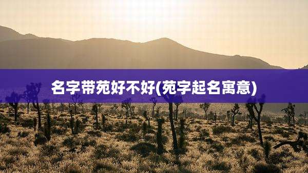 名字带苑好不好(苑字起名寓意)
