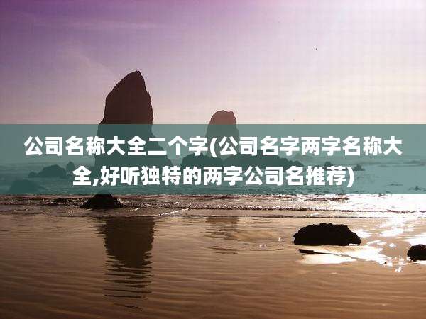 公司名称大全二个字(公司名字两字名称大全,好听独特的两字公司名推荐)