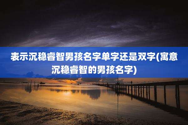 表示沉稳睿智男孩名字单字还是双字(寓意沉稳睿智的男孩名字)