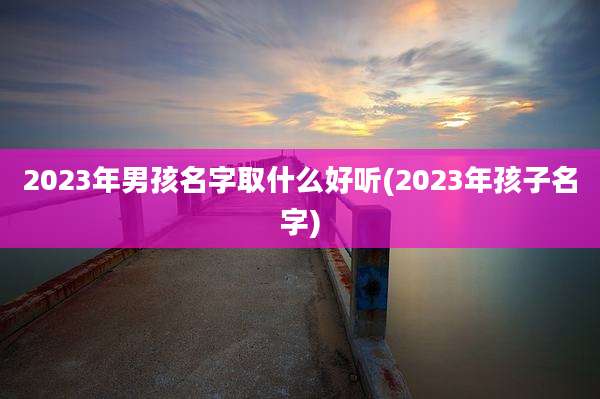 2023年男孩名字取什么好听(2023年孩子名字)