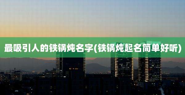 最吸引人的铁锅炖名字(铁锅炖起名简单好听)