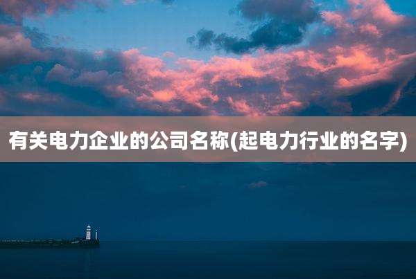 有关电力企业的公司名称(起电力行业的名字)