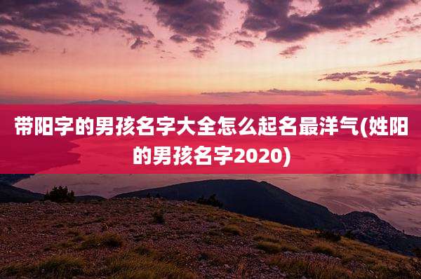 带阳字的男孩名字大全怎么起名最洋气(姓阳的男孩名字2020)