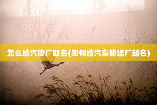 怎么给汽修厂取名(如何给汽车修理厂起名)