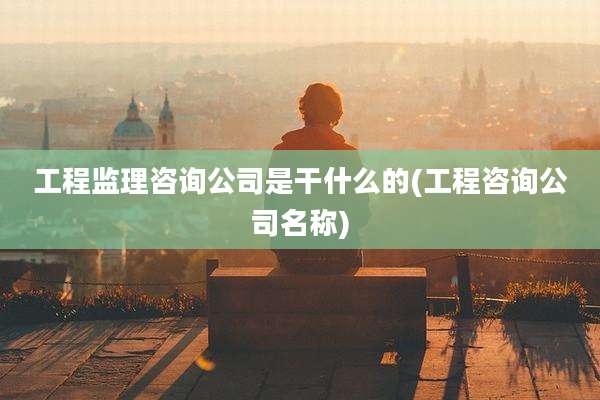 工程监理咨询公司是干什么的(工程咨询公司名称)