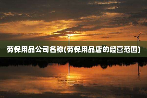 劳保用品公司名称(劳保用品店的经营范围)