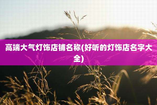 高端大气灯饰店铺名称(好听的灯饰店名字大全)