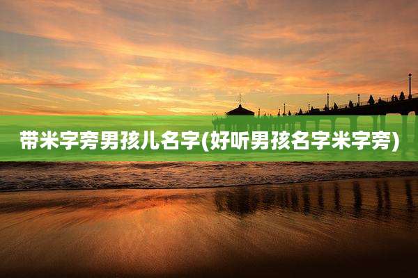 带米字旁男孩儿名字(好听男孩名字米字旁)