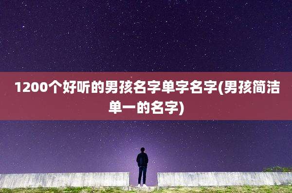 1200个好听的男孩名字单字名字(男孩简洁单一的名字)