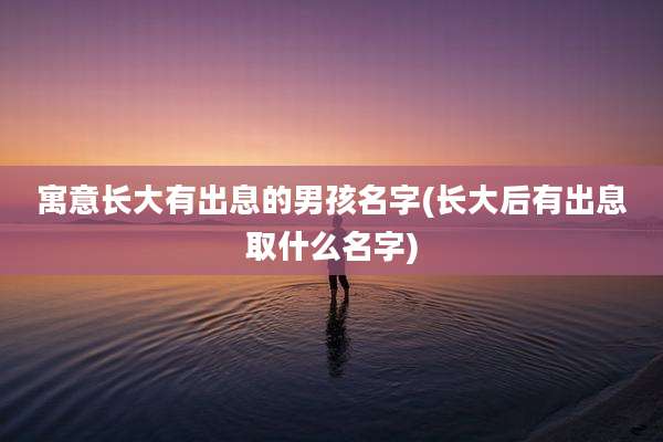 寓意长大有出息的男孩名字(长大后有出息取什么名字)