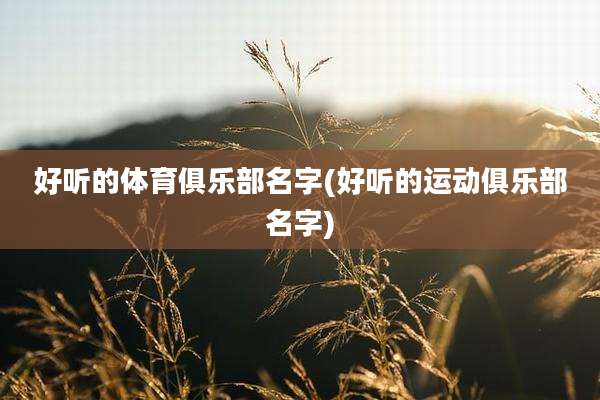 好听的体育俱乐部名字(好听的运动俱乐部名字)