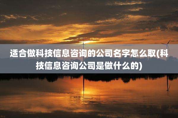 适合做科技信息咨询的公司名字怎么取(科技信息咨询公司是做什么的)