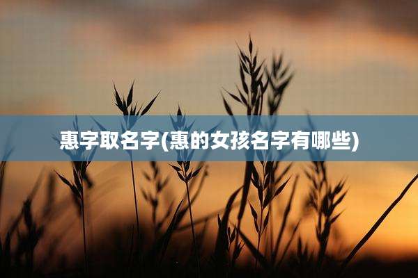 惠字取名字(惠的女孩名字有哪些)