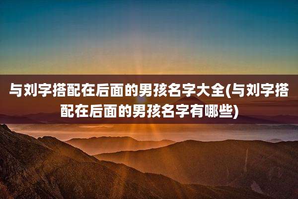 与刘字搭配在后面的男孩名字大全(与刘字搭配在后面的男孩名字有哪些)