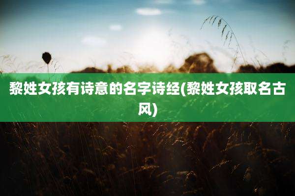 黎姓女孩有诗意的名字诗经(黎姓女孩取名古风)
