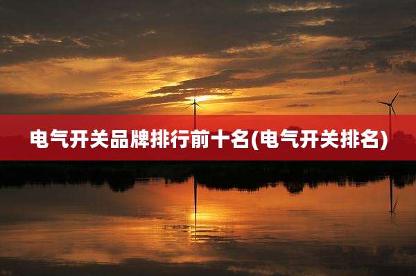 电气开关品牌排行前十名(电气开关排名)