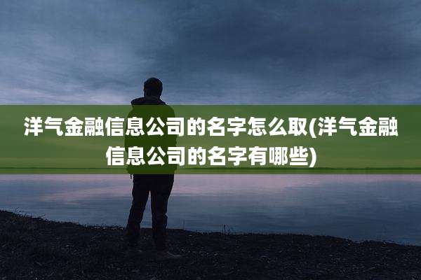 洋气金融信息公司的名字怎么取(洋气金融信息公司的名字有哪些)