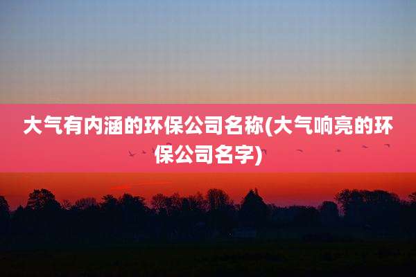 大气有内涵的环保公司名称(大气响亮的环保公司名字)
