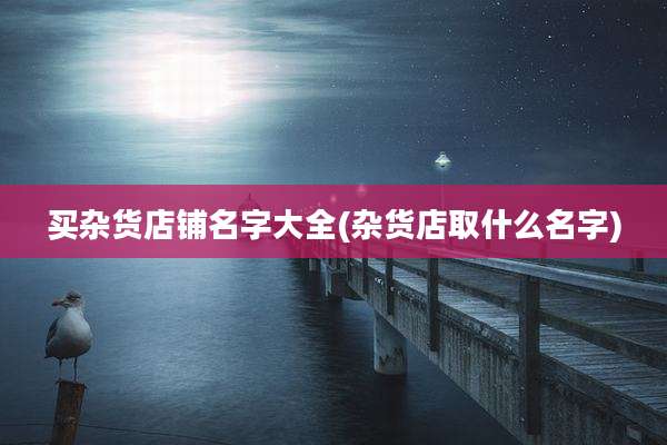 买杂货店铺名字大全(杂货店取什么名字)