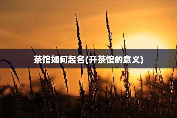 茶馆如何起名(开茶馆的意义)
