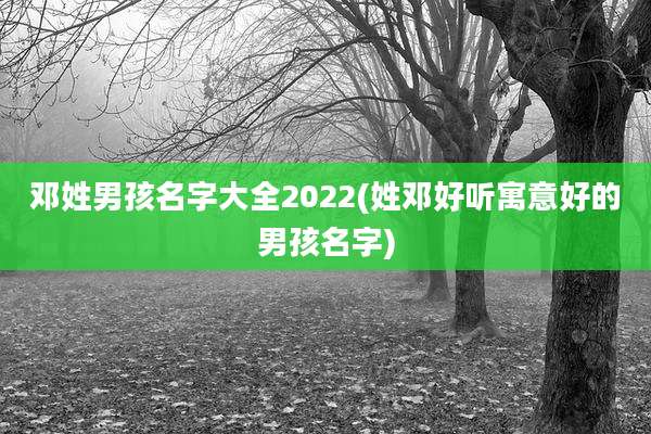 邓姓男孩名字大全2022(姓邓好听寓意好的男孩名字)