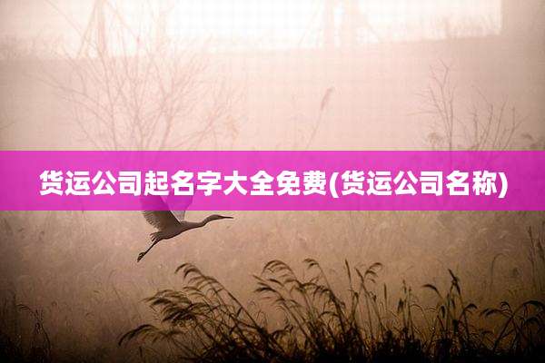 货运公司起名字大全免费(货运公司名称)