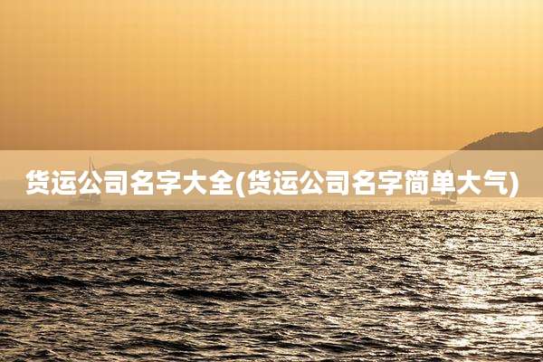 货运公司名字大全(货运公司名字简单大气)