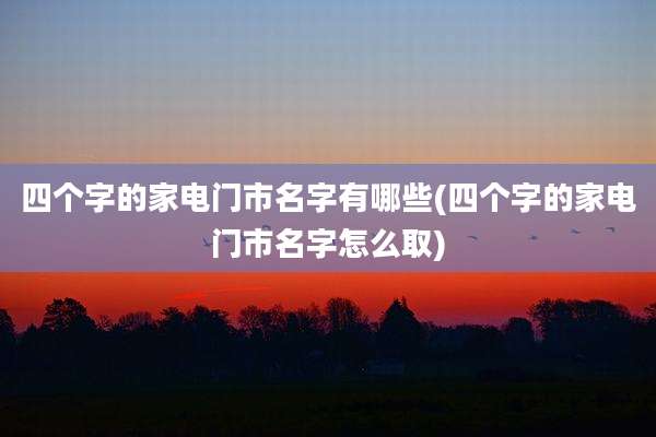 四个字的家电门市名字有哪些(四个字的家电门市名字怎么取)