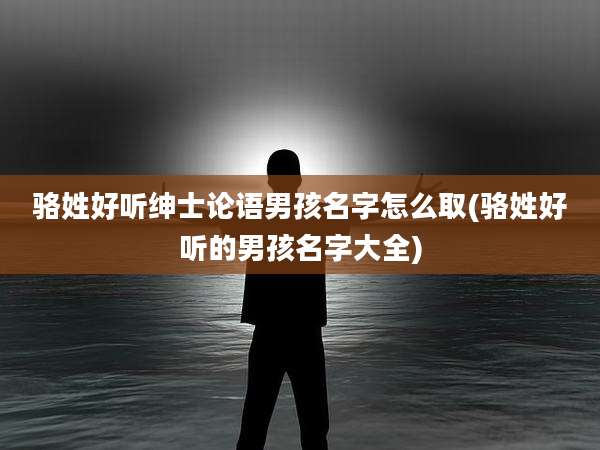 骆姓好听绅士论语男孩名字怎么取(骆姓好听的男孩名字大全)