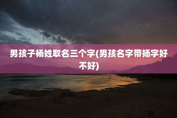 男孩子杨姓取名三个字(男孩名字带扬字好不好)