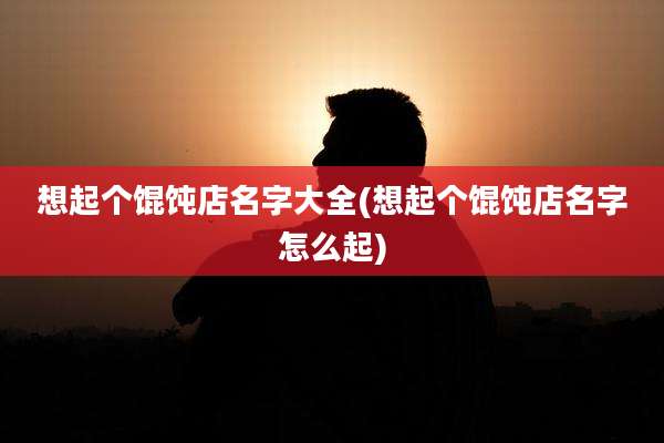 想起个馄饨店名字大全(想起个馄饨店名字怎么起)
