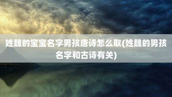 姓魏的宝宝名字男孩唐诗怎么取(姓魏的男孩名字和古诗有关)