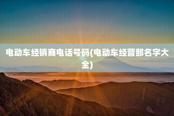 电动车经销商电话号码(电动车经营部名字大全)