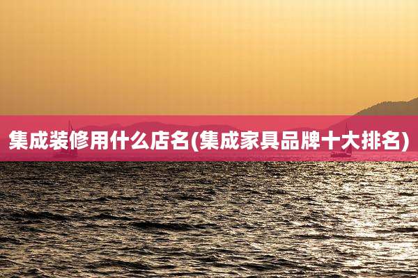 集成装修用什么店名(集成家具品牌十大排名)