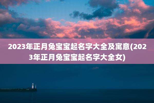 2023年正月兔宝宝起名字大全及寓意(2023年正月兔宝宝起名字大全女)