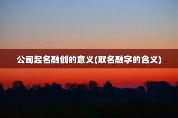 公司起名融创的意义(取名融字的含义)
