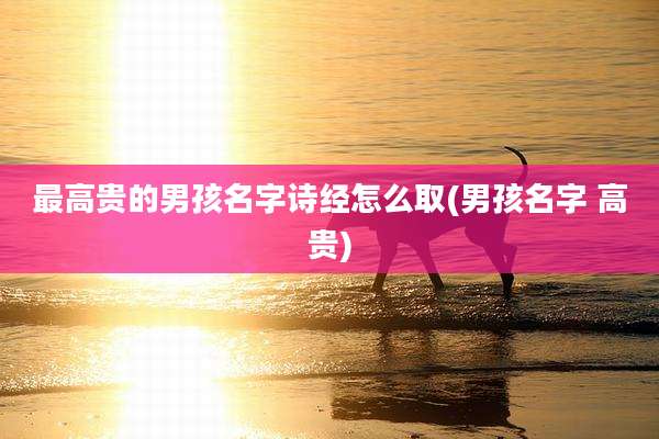 最高贵的男孩名字诗经怎么取(男孩名字 高贵)
