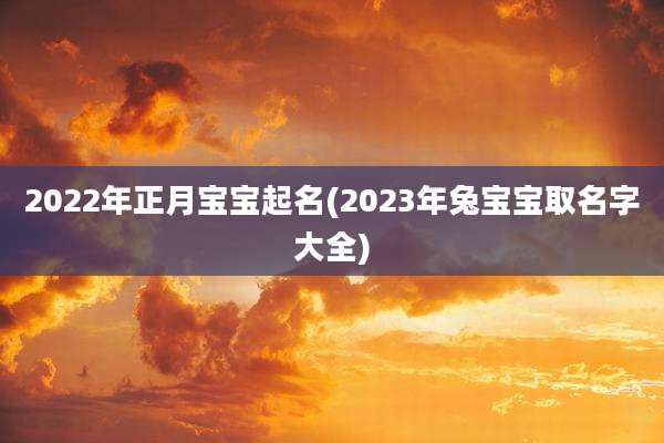 2022年正月宝宝起名(2023年兔宝宝取名字大全)