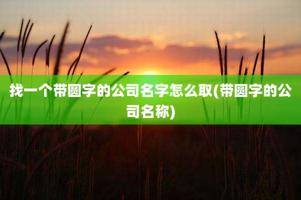 找一个带圆字的公司名字怎么取(带圆字的公司名称)