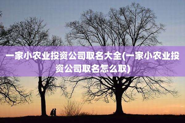 一家小农业投资公司取名大全(一家小农业投资公司取名怎么取)