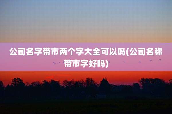 公司名字带市两个字大全可以吗(公司名称带市字好吗)