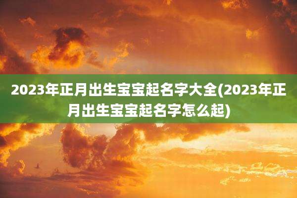 2023年正月出生宝宝起名字大全(2023年正月出生宝宝起名字怎么起)