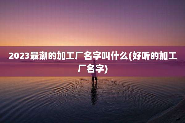 2023最潮的加工厂名字叫什么(好听的加工厂名字)