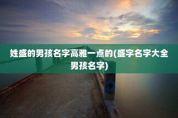 姓盛的男孩名字高雅一点的(盛字名字大全男孩名字)